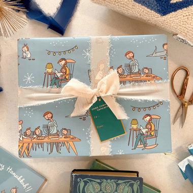 GIFT WRAP FLAT SHEETS - HANUKKAH FAMILY