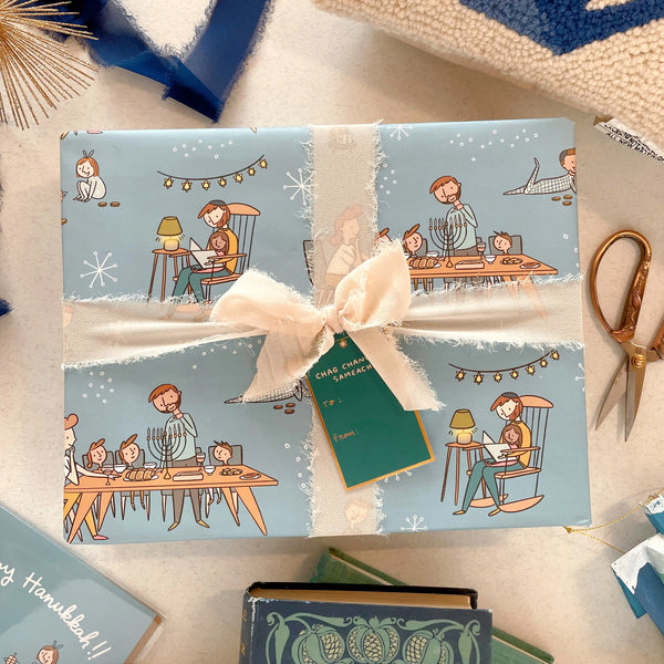 GIFT WRAP FLAT SHEETS - HANUKKAH FAMILY