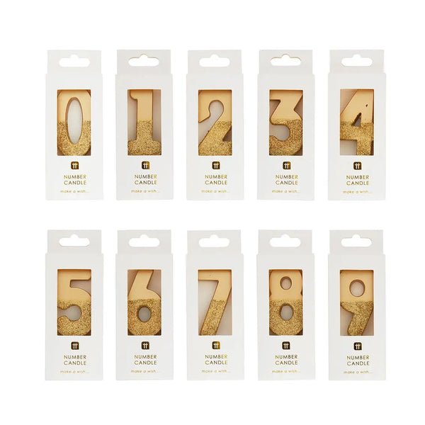 CANDLES - NUMBER CANDLE GOLD GLITTER
