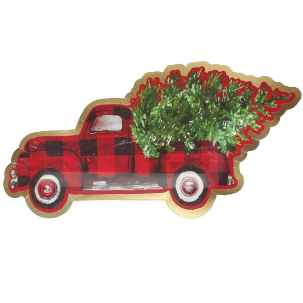 PLATES SMALL - CHRISTMAS BUFFALO PLAID TRUCK