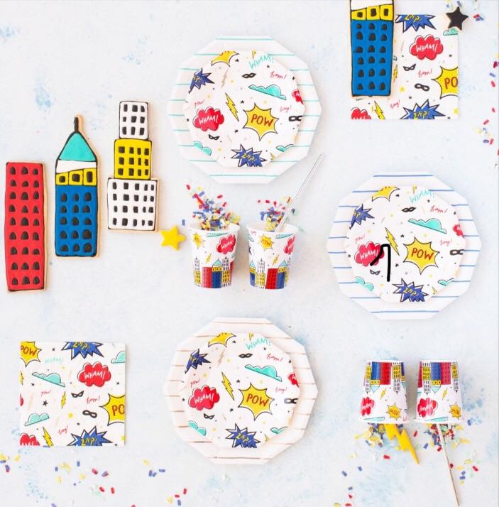 PLATES - LARGE DAYDREAM SOCIETY FRENCHIE STRIPES COBALT, PLATES, Daydream Society - Bon + Co. Party Studio