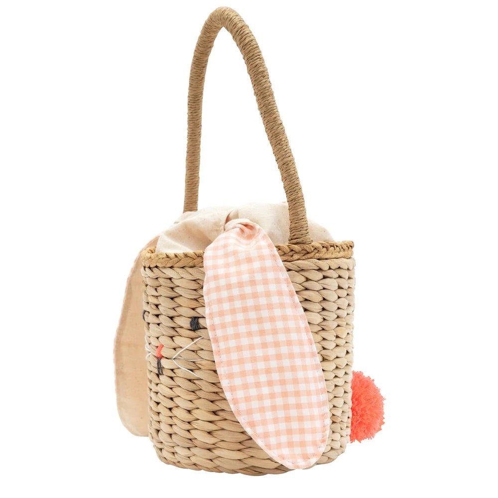 BAGS, POUCHES + PURSES - STRAW GINGHAM BUNNY BASKET