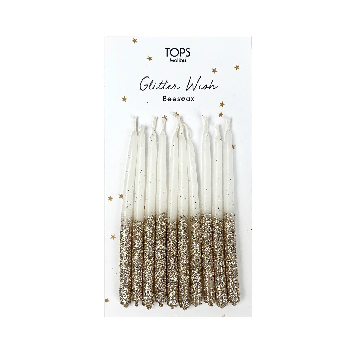 CANDLES - GLITTER DIPPED BEESWAX WISH CANDLES GOLD