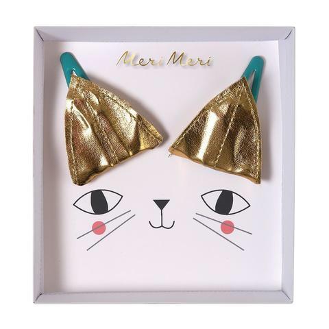 HAIR CLIPS - CAT EARS GOLD, ACCESSORIES, MERI MERI - Bon + Co. Party Studio