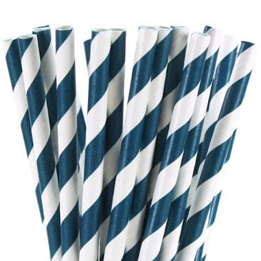 STRAWS - STRIPEY NAVY BLUE (25 pack)