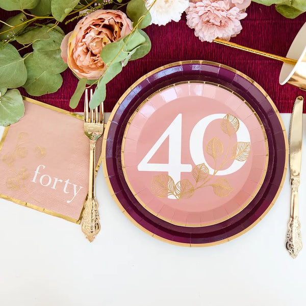PLATES SMALL - PINK BLUSH MILESTONE 40th