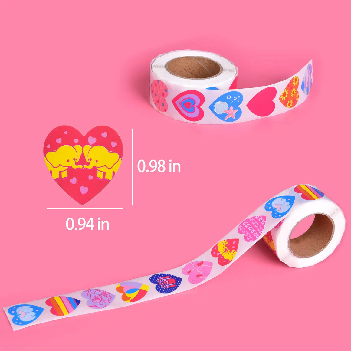 STICKERS - ROLL OF 500 HEARTS