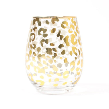 GLASS STEMLESS - WINE GLASS LEOPARD