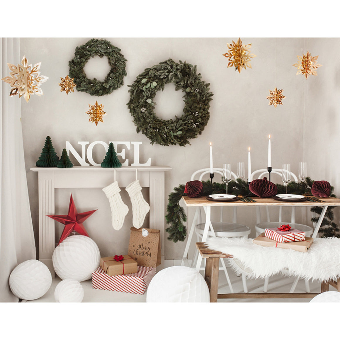 HANGING DECOR - SNOWFLAKES GOLD SET OF 6