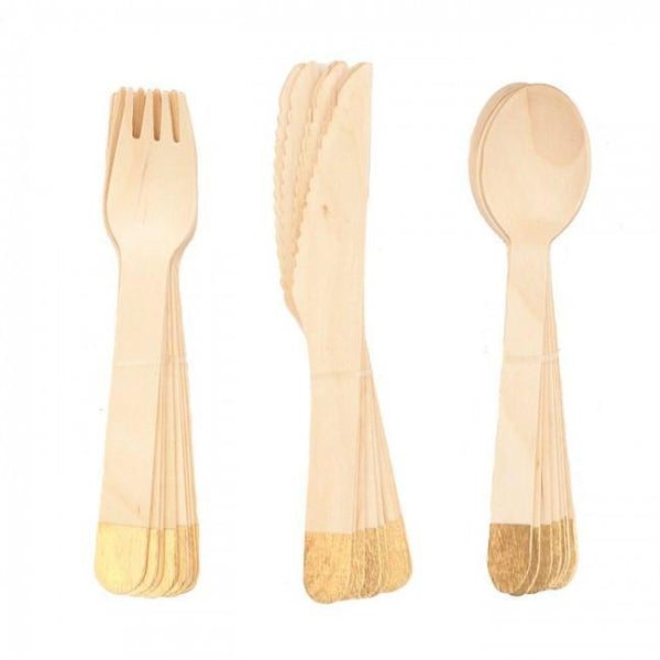 WOODEN CUTLERY SET - GOLD, Cutlery, MERI MERI - Bon + Co. Party Studio