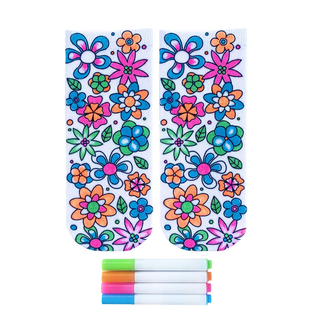 COLOUR YOUR OWN SOCKS - FLOWERS