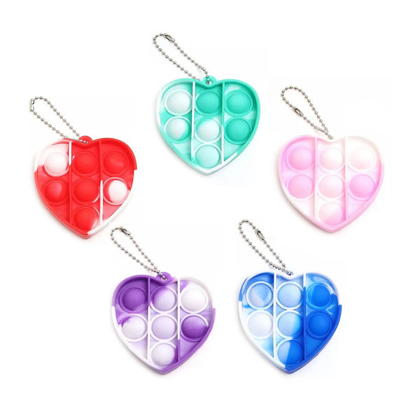 KEYCHAIN + BACKPACK PULL - FIDGET POPPER TIE DYE HEART