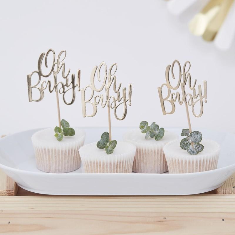 PARTY PICKS - OH BABY GOLD, Picks + Toppers, GINGER RAY - Bon + Co. Party Studio