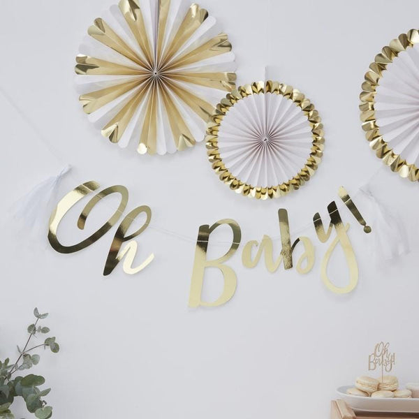 WORD GARLAND - OH BABY GOLD, Word Mix Garlands, GINGER RAY - Bon + Co. Party Studio