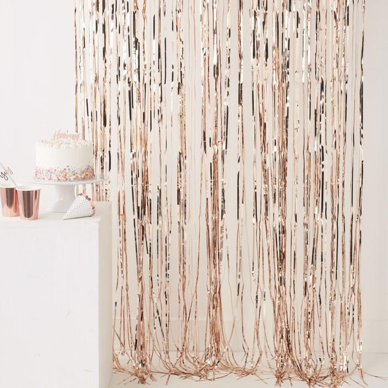 BACKDROP - FRINGE CURTAIN ROSE GOLD, Buntings, GINGER RAY - Bon + Co. Party Studio