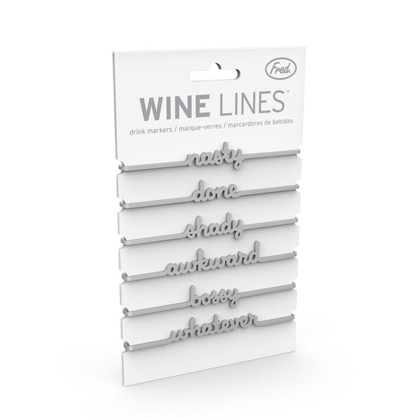DRINK MARKERS - WINE LINES SNARKY SILVER, Drinkware, Fred - Bon + Co. Party Studio